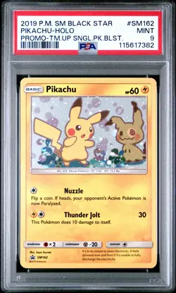 2019 POKEMON SM BLACK STAR PROMO TEAM UP SINGLE PACK BLISTERS PIKACHU-HOLO PSA 9 - Image 1