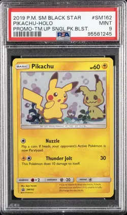 2019 POKEMON SM BLACK STAR PROMO TEAM UP SINGLE PACK BLISTERS PIKACHU-HOLO PSA 9 - Image 1