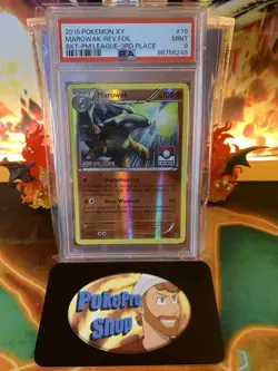 2015 Pokemon XY Breakthrough Marowak 78/162 Pokemon League 3rd Place - PSA 9 - Image 1