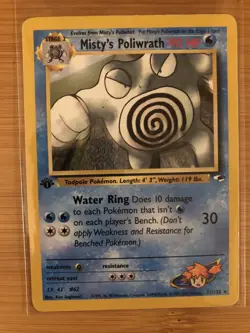 Pokemon TCG Gym Heroes Rare 1st Edition Misty’s Poliwrath #32/132 LP - Image 1