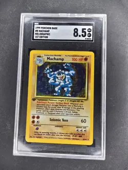 1999 Pokemon Base Set 1st Edition Machamp Holo 8/102 PSA 4 - Image 1