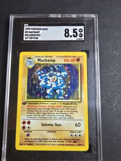1999 Pokemon Base Set 1st Edition Machamp Holo 8/102 PSA 4 - Image 3