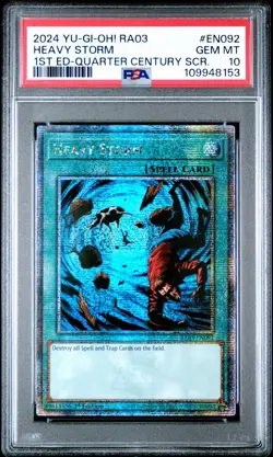 2024 YUGIOH! RA03 QUARTER CENTURY BONANZA #EN092 HEAVY STORM PSA 10 QCSR POP 18! - Image 1