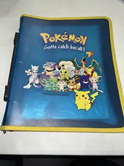 Pokemon Zip Card Album Binder 3 Ring Original 1999 Game Freak Nintendo Blue - Image 1