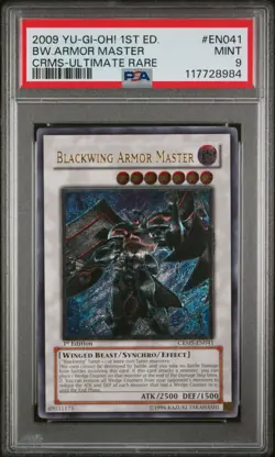 YUGIOH 1ST CRMS-EN041 BLACKWING ARMOR MASTER ULTIMATE RARE PSA 9 MINT #117728984 - Image 1