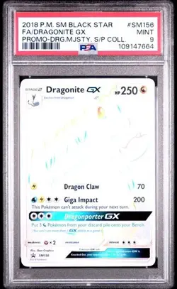 2018 POKEMON SM BLACK STAR PROMO #SM156 FULL ART/DRAGONITE GX PSA 9 - Image 1