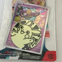 New Pokemon Holo Sinistea & Pineco Scarlet & Violet Paradox Rift Blister Packs - Image 5