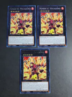 Number 61: Volcasaurus (X3) JUSH-EN043 Rare Yugioh Justice Hunters - Image 1