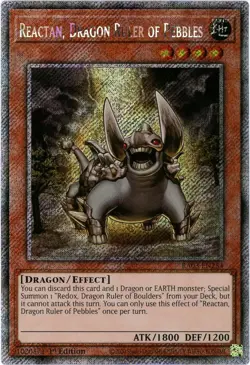 YuGiOh! Reactan, Dragon Ruler of Pebbles RA03-EN254 Platinum Secret Rare 1st Edi - Image 1