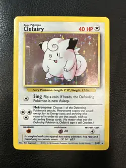 Pokemon TCG Clefairy Base Set Holo Rare Card 5/102 Unlimited NM/LP - Image 1