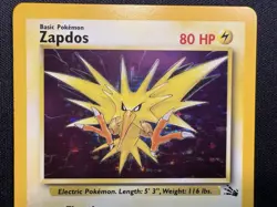 Pokemon Zapdos Fossil Rare Holo Card 15/62 NM/M Condition. WOTC Vintage 1999 - Image 2