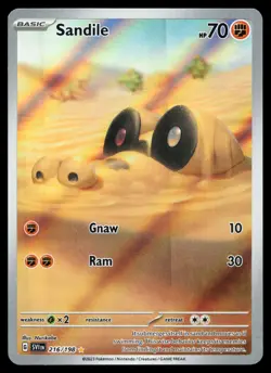 Sandile 216/198 Scarlet & Violet Base Set Illustration Rare Holo Pokemon Card - Image 1