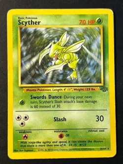 Scyther 26/64 Jungle Unlimited Rare - WOTC Pokemon Card C MP - Image 1