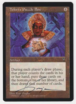 Signed Teferi's Puzzle Box Proof LP Visions Artist Kaja Foglio 1996 MTG Magic AP - Image 1
