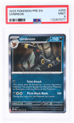 2025 Pokemon Scarlet and Violet Prismatic Evolutions Umbreon #59 PSA 9 - Image 1