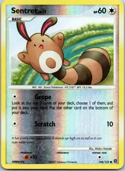 Sentret 104/132 Reverse Holo Secret Wonders Pokemon Card LP - Image 1