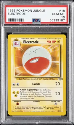 1999 POKEMON JUNGLE #18 ELECTRODE PSA 10 - Image 1