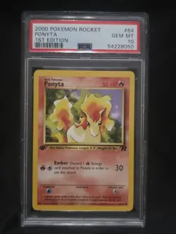 2000 Pokemon Rocket 1st Edition PONYTA 64/82 PSA 10 GEM MT Vintage - Image 1