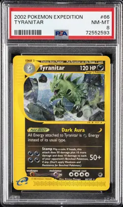 2002 POKEMON EXPEDITION #66 TYRANITAR PSA 8 - Image 1