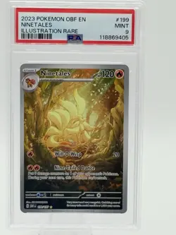 2023 POKEMON OBF EN-OBSIDIAN FLAMES ILLUSTRATION RARE #199 NINETALES PSA 9 - Image 1