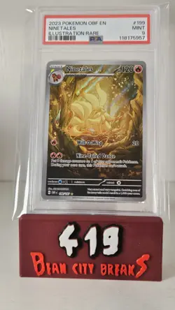 2023 POKEMON OBF EN-OBSIDIAN FLAMES ILLUSTRATION RARE #199 NINETALES PSA 9 - Image 1