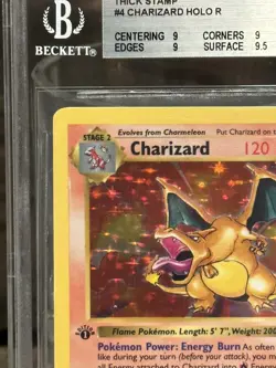 1999 Pokemon 1st Edition Shadowless Charizard Base Set Holo Rare #4 BGS 9 MINT - Image 3