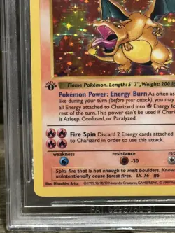 1999 Pokemon 1st Edition Shadowless Charizard Base Set Holo Rare #4 BGS 9 MINT - Image 4