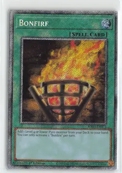 YuGiOh Quarter Century Bonanza Bonfire Platinum Secret Rare #RA03-EN073 - Image 1