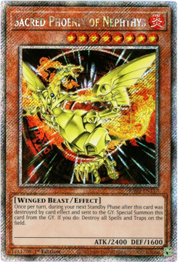 YuGiOh! Sacred Phoenix of Nephthys RA03-EN147 Platinum Secret Rare 1st Edition - Image 1