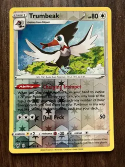 REVERSE HOLO Trumbeak 144/185 - 2020 Pokemon Vivid Voltage Uncommon Card NM - Image 1