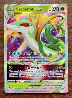 HOLO Serperior VSTAR 008/195 - 2022 Pokemon Silver Tempest Rare Card CLEAN NM - Image 1