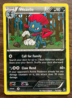 REVERSE HOLO Weavile 52/106 - 2014 Pokemon Flashfire Rare Card - CLEAN NM - Image 1