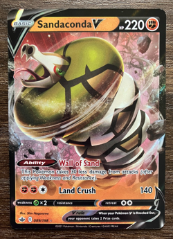 NM HOLO Sandaconda V 089/198 - 2021 Pokemon Chilling Reign Rare Card - CLEAN - Image 1