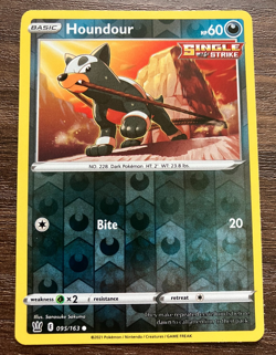 REVERSE HOLO Houndour 095/163 - 2021 Pokemon Battle Styles Common Card - CLEAN - Image 1
