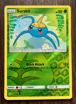 REVERSE HOLO Surskit 7/149 - 2017 Pokemon Sun & Moon Common Card - CLEAN NM - Image 1