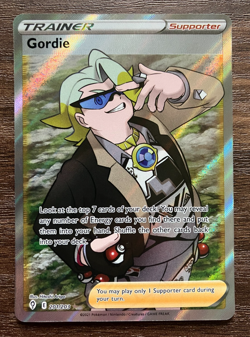 NM HOLO Gordie 201/203 - 2021 Pokemon Trainer Evolving Skies Rare Card CLEAN - Image 1