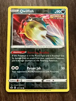REVERSE HOLO Qwilfish 101/198 - 2021 Pokemon Chilling Reign Common Card - NM - Image 1