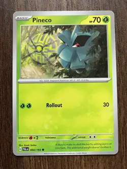 Pineco 004/193 - 2023 Pokemon Paldea Evolved Common Card - Kouki Saitou Art NM - Image 1