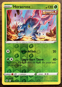 REVERSE HOLO Heracross 006/198 - 2021 Pokemon Chilling Reign Common Card NM - Image 1