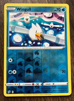 REVERSE HOLO Wingull 041/192 - 2020 Pokemon Rebel Clash Common Card - CLEAN NM - Image 1