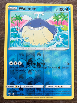 NM REVERSE HOLO Wailmer 031/185 - 2020 Pokemon Vivid Voltage Common Card - CLEAN - Image 1
