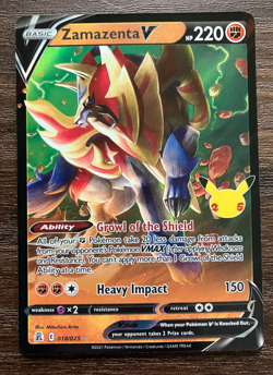 HOLO FULL ART Zamazenta V 018/025 - 2021 Pokemon Celebrations Rare Card - NM - Image 1