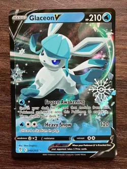 HOLO Glaceon V 040/203 - 2021 Pokemon Evolving Skies Rare Holiday Calendar Card - Image 1