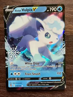 Alolan Vulpix V 033/195 - 2022 Pokemon Silver Tempest Rare Holiday Calendar Card - Image 1