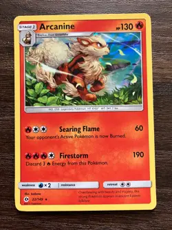 HOLO Arcanine 22/149 - 2017 Pokemon Sun & Moon Card - CLEAN NM - Kodama Art - Image 1
