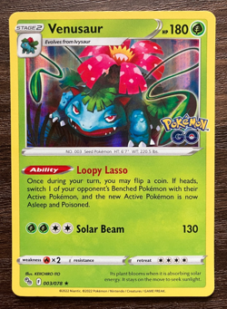 HOLO Venusaur 003/078 - 2022 Pokemon Go Series Rare Card - CLEAN NM - Image 1