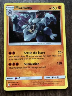 HOLO Machamp 65/145 - 2017 Pokemon Guardians Rising Rare Card - CLEAN NM - Image 1
