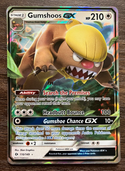NM HOLO Gumshoos GX 110/149 - 2017 Pokemon Sun & Moon Rare Card - CLEAN - Image 1
