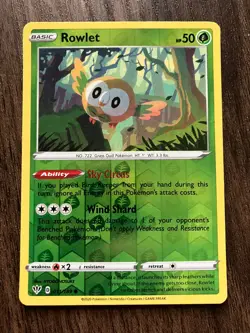 REVERSE HOLO Rowlet 011/189 - 2020 Pokemon Darkness Ablaze Common Card - CLEAN - Image 1