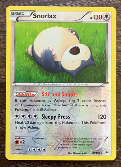 REVERSE HOLO Snorlax 80/106 - 2014 Pokemon Flashfire Rare Card - CLEAN NM - Image 1
